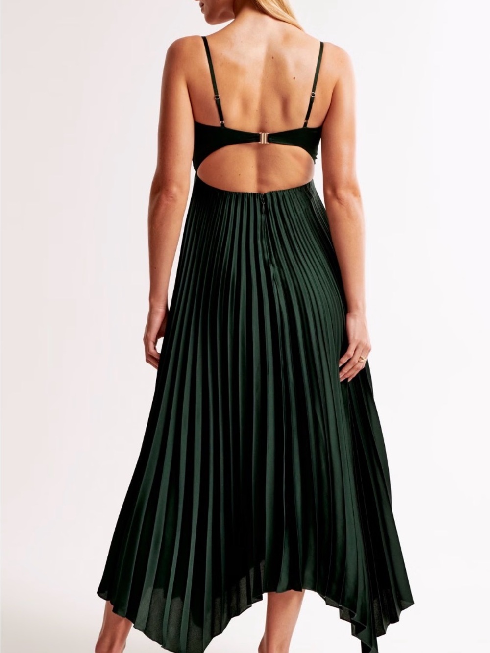 Abercrombie & Fitch Giselle Pleated Cutout Maxi Dress Green XXL - Picture 2 of 5